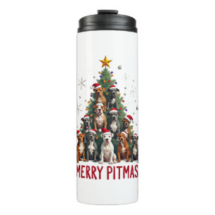 Termo Feliz Pitmas Pitbull Perro Suéter Feo De Navidad T