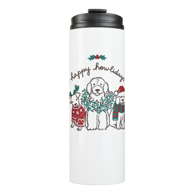 Termo Feliz regalo de Navidades de perros divertidos de  (Anverso)