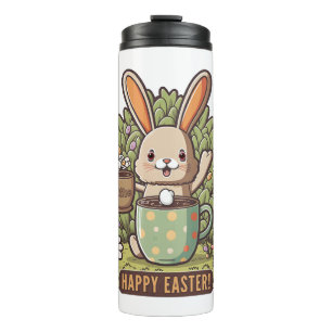 Termo Feliz Semana Santa Bunny Floral Egg Hunting Coffee