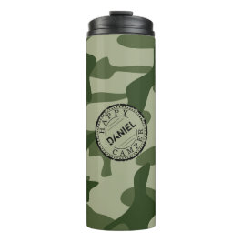 Termo Feliz viaje de Camper Olive Green Camo Name Campin