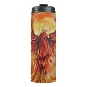 Termo Fénix Ascendente Arte de Llama Motivacional Pájaro