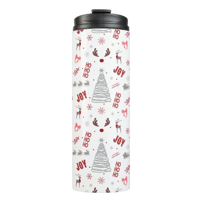 Termo Festive Christmas – Santa, Reindeer & Joy Design (Anverso)