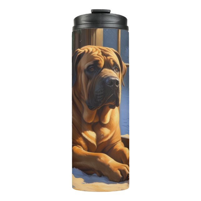 Termo Festividad de bullmastiff con Navidades alumbrado  (Anverso)