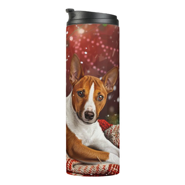 Termo Festividad de los Navidades de perro de Basenji (Rotado hacia la derecha)