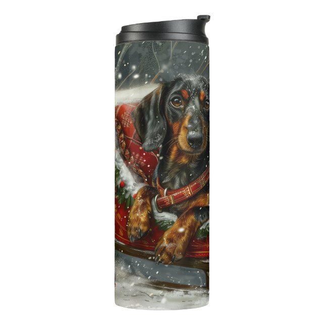 Termo Festividad de los Navidades de perro de Dachshund (Rotado hacia la izquierda)