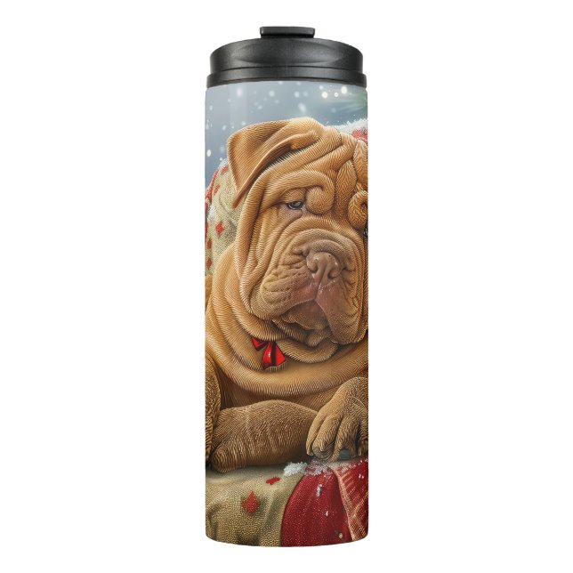 Termo Festividad de los Navidades de perro de Shar Pei (Anverso)