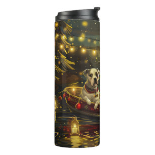 Termo Festivo Viaje de Navidad American Staffordshire