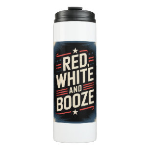 Termo Fiesta de Bebidas del 4 de Julio Rojo Blanco y B