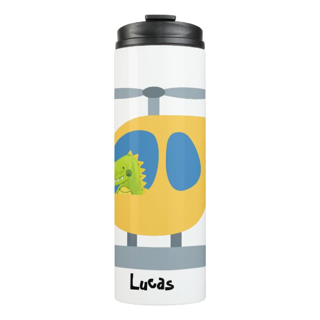 Termo fiesta de helicóptero amarillo volador de dinosaur (Anverso)