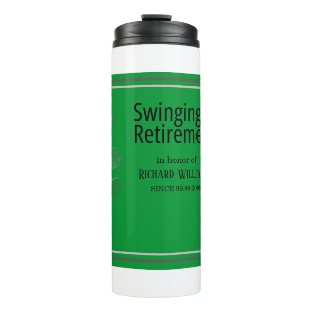 Termo Fiesta de Jubilación Golf Moderno Corporativo Negr (Anverso)