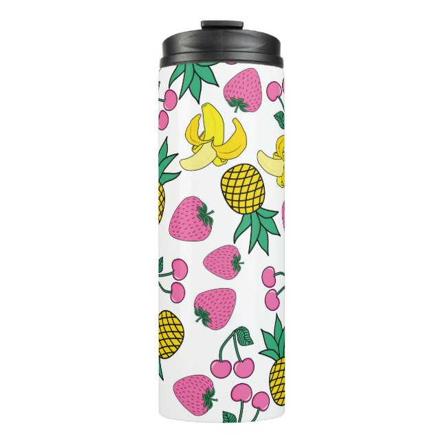 Termo Fiesta de la fruta: plátanos, piñas, fresas (Anverso)