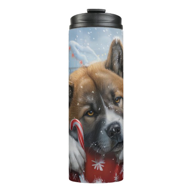 Termo Fiesta Navideña del Perro Akita (Anverso)