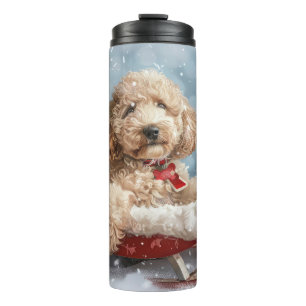 Termo Fiesta Navideña del Perro Goldendoodle