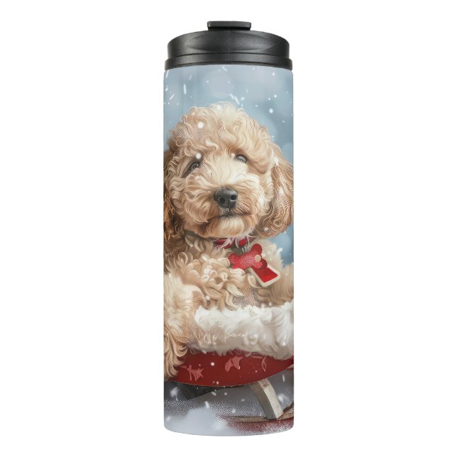 Termo Fiesta Navideña del Perro Goldendoodle (Anverso)