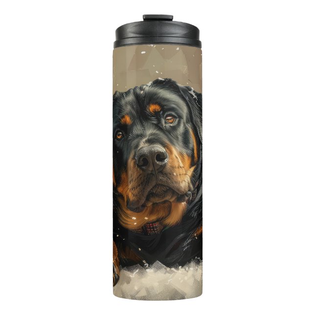 Termo Fiesta Navideña del Perro Rottweiler (Anverso)