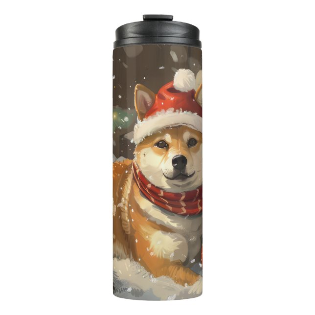 Termo Fiesta Navideña del Perro Shiba Inu (Anverso)