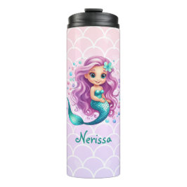 Termo Fiesta Pastel Purple Mermaid Cumpleaños Bajo el Ma