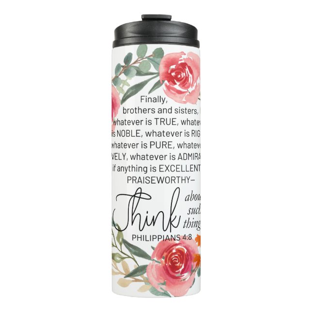 Termo Filipinas 4:8 Wreath floral rosa y amarilla (Anverso)