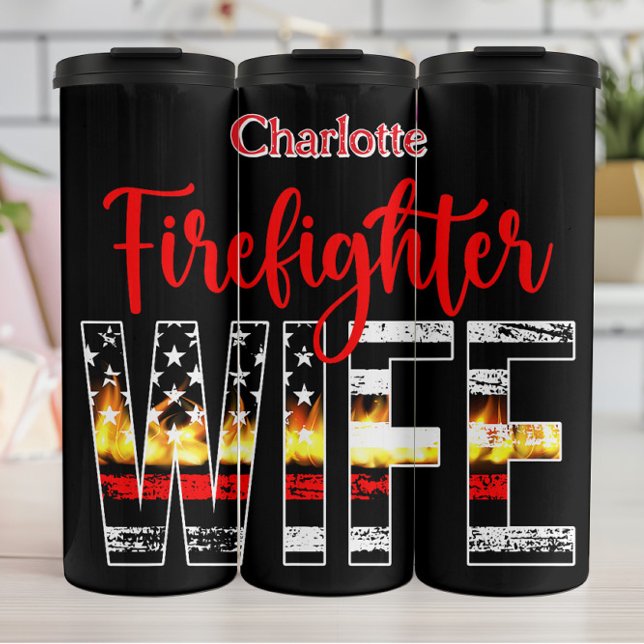 Termo Firefighter Wife Flames Thin Line (Subido por el creador)