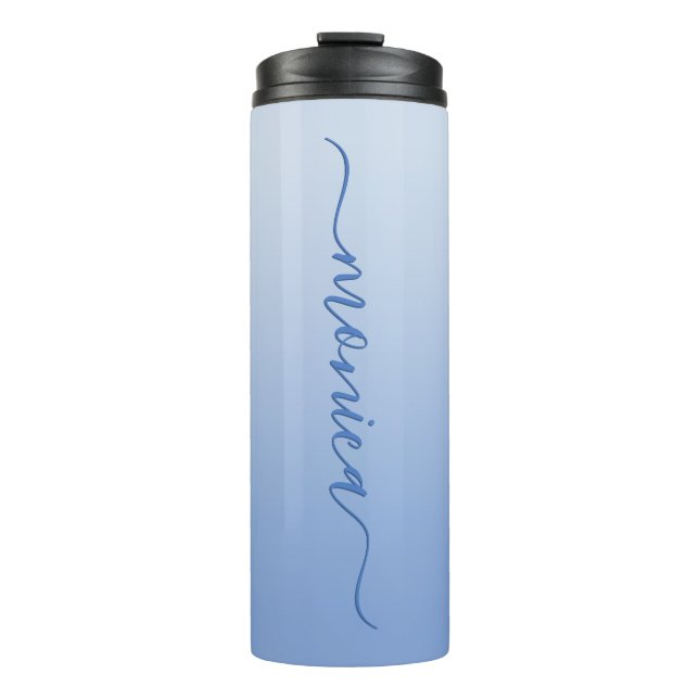 Termo Firma elegante del degradado azul de flor de maíz  (Anverso)