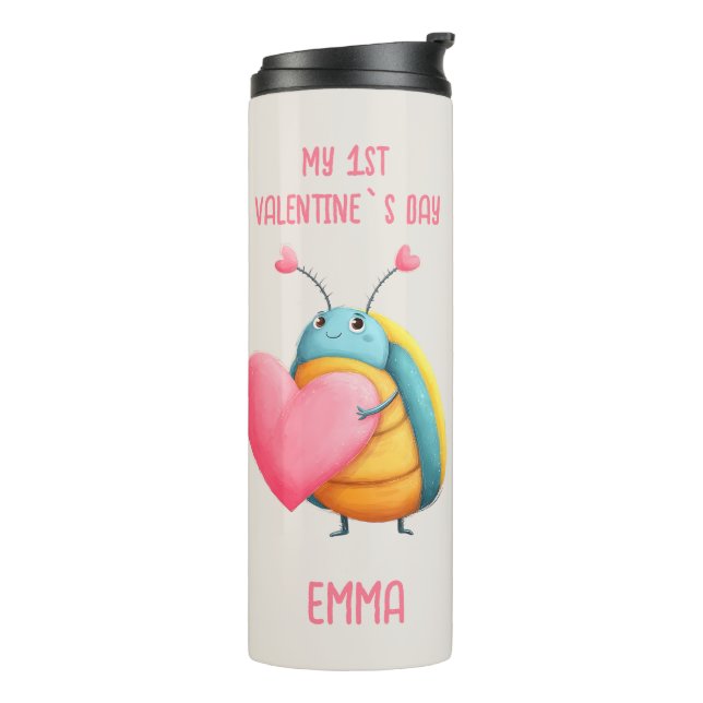 Termo First Valentines Day Cute Bug Mug (Rotado hacia la izquierda)