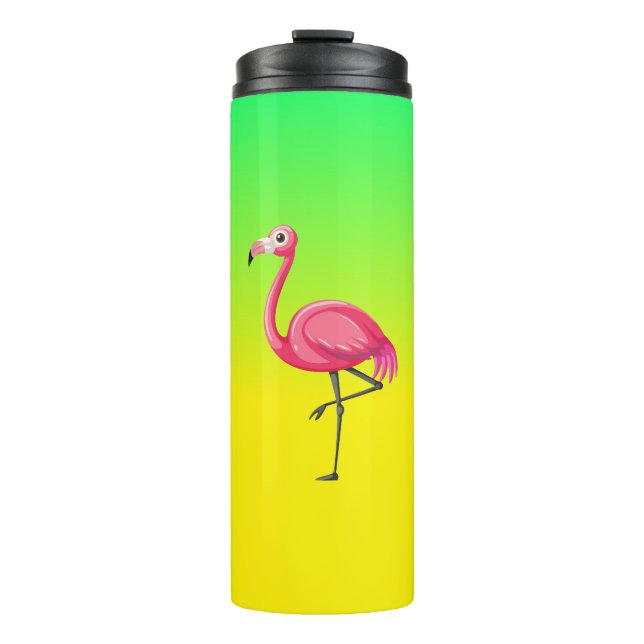 Termo Flamenco Rosa en Estilo Cartoon (Anverso)