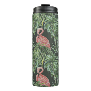 Termo Flamencos rosados, patrón de cosecha tropical.