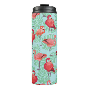 Termo Flamencos rosados: Patrón exótico sin foco.