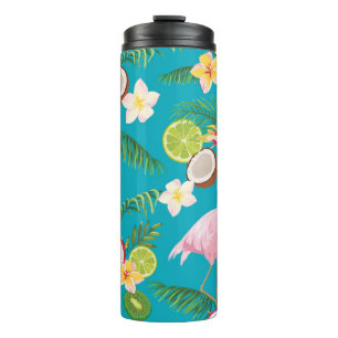 Termo Flamencos rosados: Patrón tropical sin foco