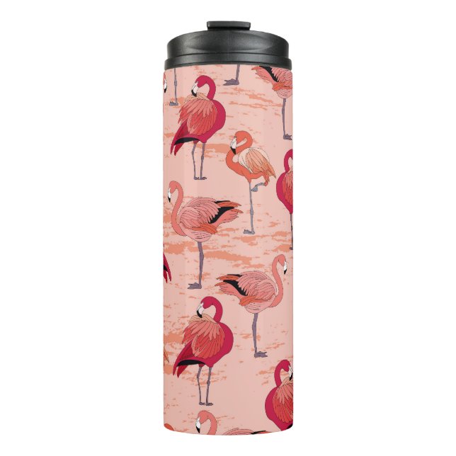 Termo Flamencos rosados: Patrón tropical sin foco (Anverso)