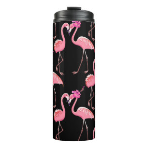 Termo Flamencos rosados: Vintage de fondo negro