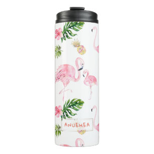 Termo Flamencos rosas pixDezines + Foliage tropical