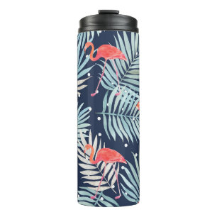 Termo Flamingo acuarela: Elegancia tropical rosa.