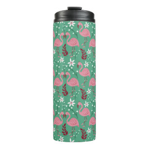 Termo Flamingo floral sin soldadura patrón rosa verde