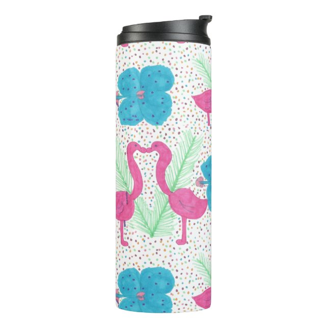Termo Flamingo Fun Print Colorous Tropical Tumbler (Rotado hacia la izquierda)