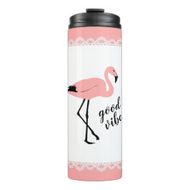 Termo Flamingo Good Vibes Pink Black Thermal Tumbler