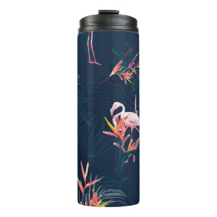 Termo Flamingo hawaiano: Obra de arte tropical vintage
