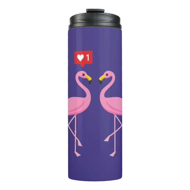 Termo Flamingo Rosa lindo como Pastel de Corazón (Anverso)
