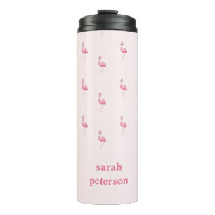 Termo Flamingo rosa lindo nombre personalizado rosa