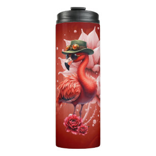 Termo Flamingo Steampunk - Arte digital fantástico