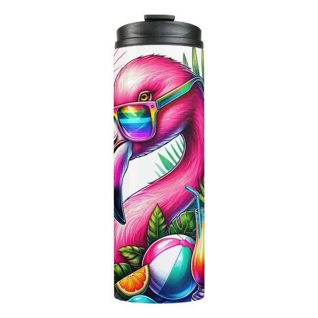 Termo Flamingo tropical vibrante (Anverso)