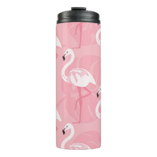 Termo Flamingos rosados: ilustracion vintage sin costura