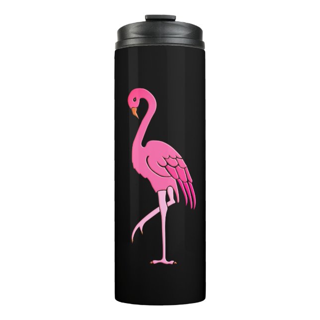 Termo Flamingos rosas bonitos Fuchsia rosa y negro (Anverso)
