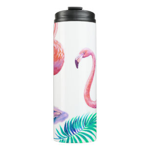 Termo Flamingos Tropicales: Orquídeas Acuarela Sin Marea