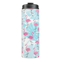 Flamingos y hojas de monstera gráciles