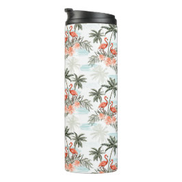 Termo Flamingos y Tumbler termal de palmeras