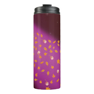 Termo Flare rosa hojas otoñales y Rosas