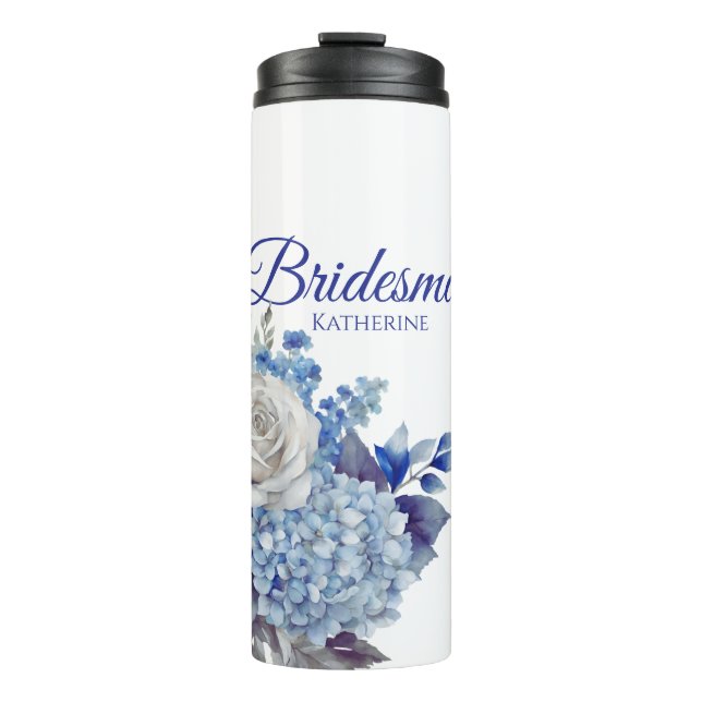 Termo Flor azul acuarela Bouquet-Bridesmaid- (Anverso)