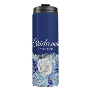 Termo Flor azul acuarela Bouquet-Bridesmaid-