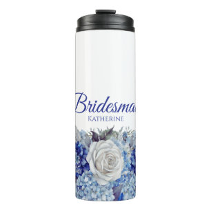 Termo Flor azul acuarela Bouquet-Bridesmaid-